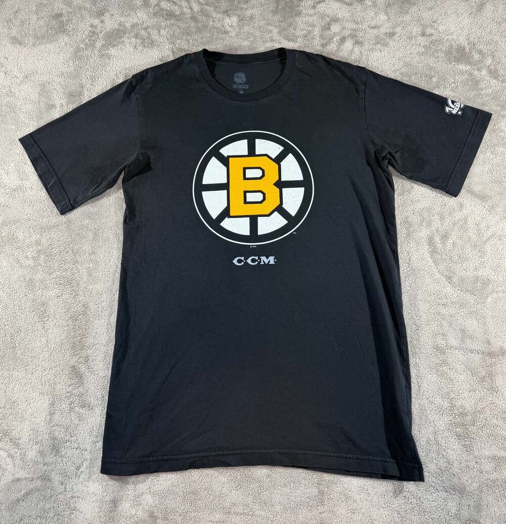 CCM Boston Bruins NHL 100th Anniversary Black T-Shirt Medium